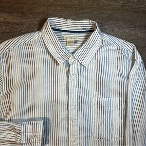 Carbon 2 Cobalt Mens Button‎ Up White Size Large Stripes Pocket Long Sleeve